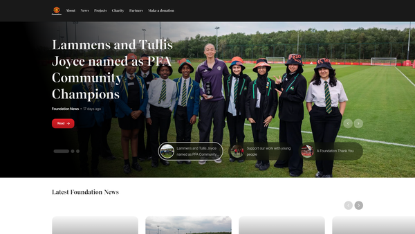 Screenshot of the Manchester United Foundation website
