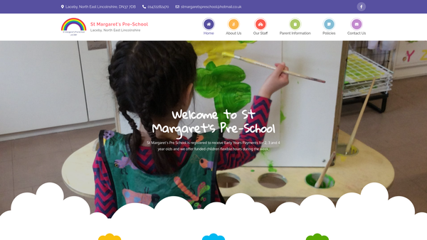 Screenshot of the St Margarets Pre-School Laceby website