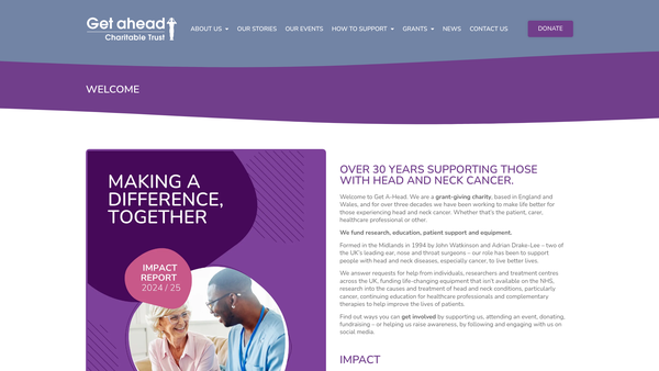 Screenshot of the The Get A Head Charitable Trust website