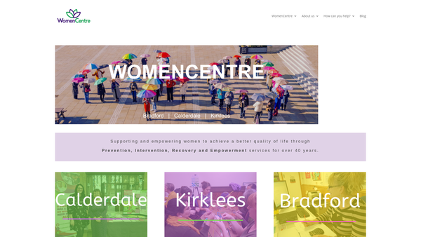 Screenshot of the Womencentre Limited website