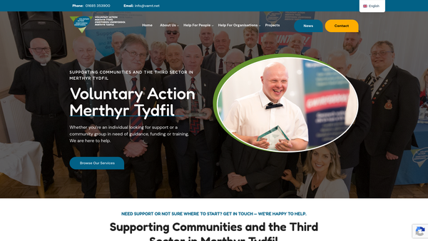 Screenshot of the Voluntary Action Merthyr Tydfil website
