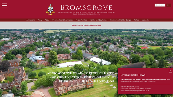 Screenshot of the Bromsgrove School Foundation website