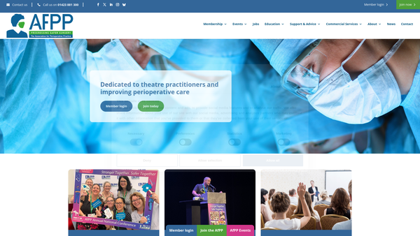 Screenshot of the The Association For Perioperative Practice website