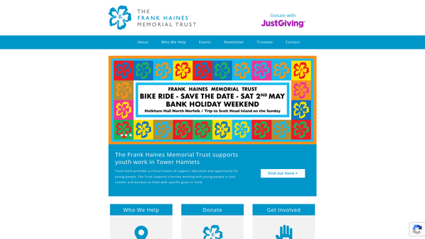 Screenshot of the The Frank Haines Memorial Trust website