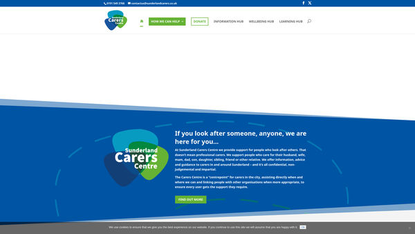 Screenshot of the Sunderland Carers' Centre website