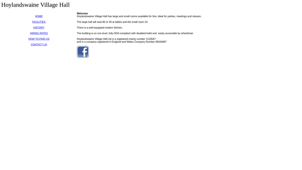 Screenshot of the Hoylandswaine Village Hall website