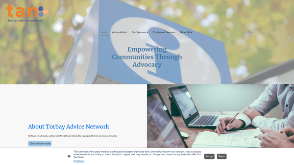Screenshot of the Torbay Advice Network website