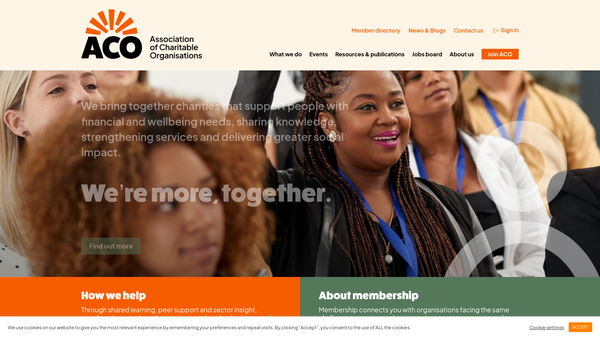 Screenshot of the The Association Of Charitable Organisations website