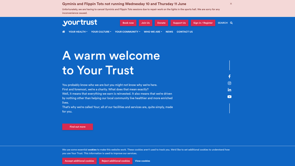 Screenshot of the Rochdale Boroughwide Cultural Trust website