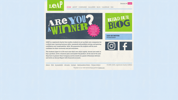 Screenshot of the Leap website