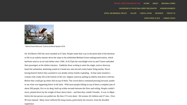 Screenshot of the Stairway To Heaven Memorial Trust website