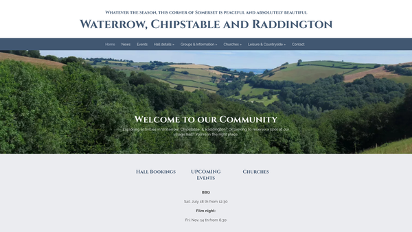 Screenshot of the Chipstable Parish Community Hall website