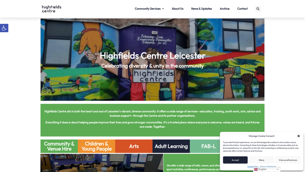 Screenshot of the Highfields Community Association website