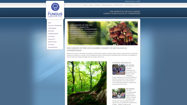 Screenshot of the Fungus Conservation Trust website