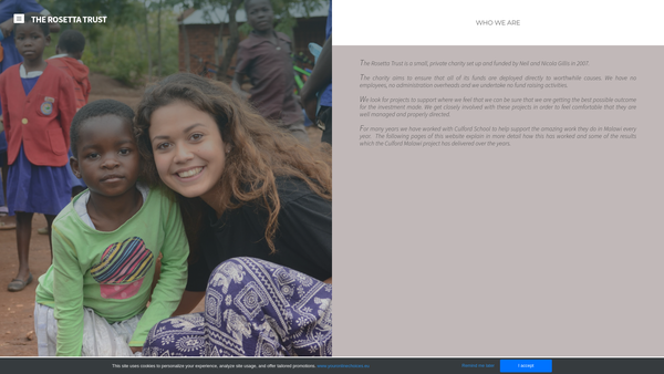 Screenshot of the The Rosetta Trust website