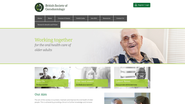 Screenshot of the British Society Of Gerodontology website