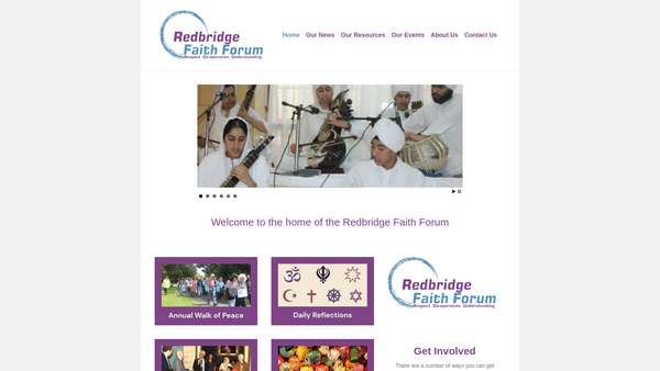 Screenshot of the Redbridge Faith Forum website