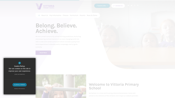 Screenshot of the Vittoria Parent Teacher Association website