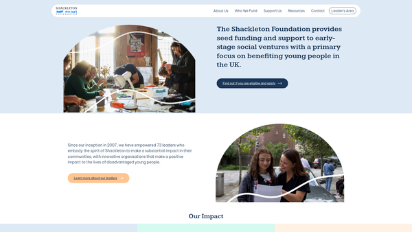 Screenshot of the The Shackleton Foundation website