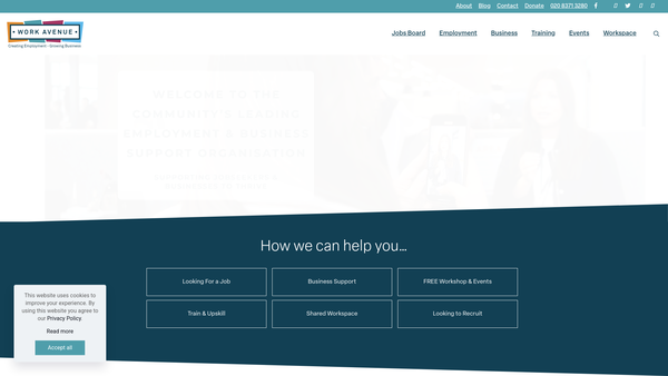 Screenshot of the We Hub Building website