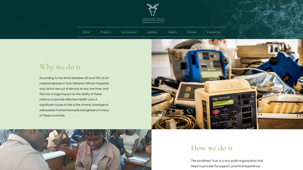 Screenshot of the The Amalthea Trust website