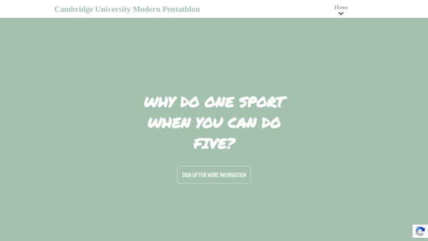 Screenshot of the Cambridge University Modern Pentathlon Club Charitable Trust website