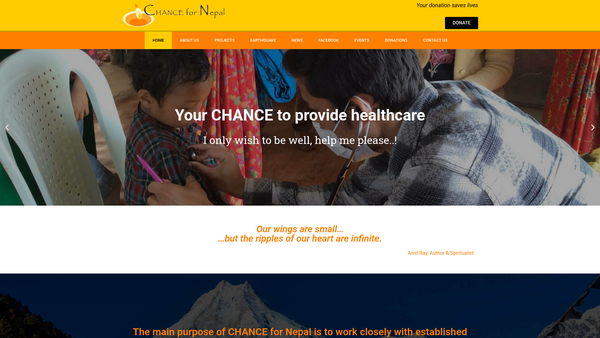 Screenshot of the Chance For Nepal website