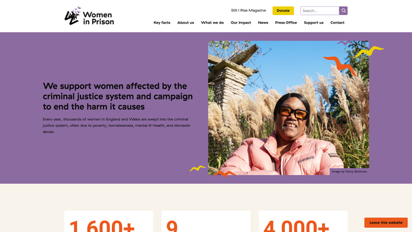 Screenshot of the Women In Prison Limited website