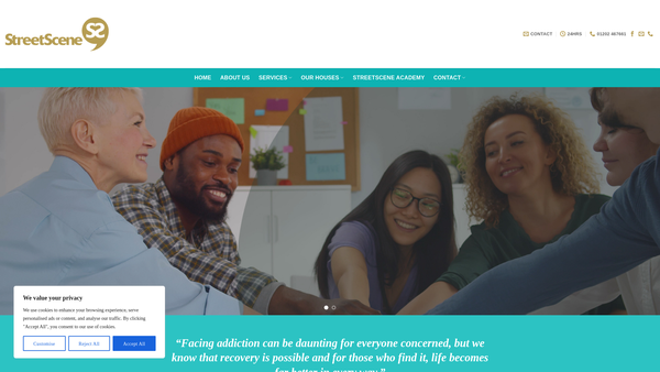 Screenshot of the Streetscene Addiction Recovery website
