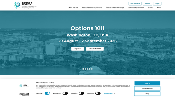 Screenshot of the International Society for Respiratory Viruses website