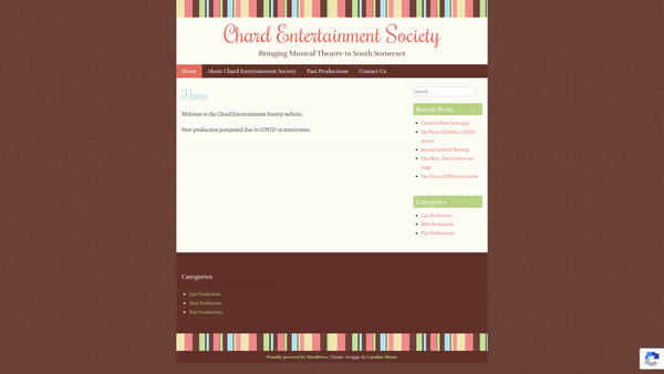 Screenshot of the Chard Entertainment Society website
