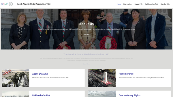 Screenshot of the The South Atlantic Medal Association (1982) (Sama 82) website