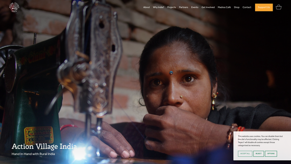Screenshot of the Action Village India website