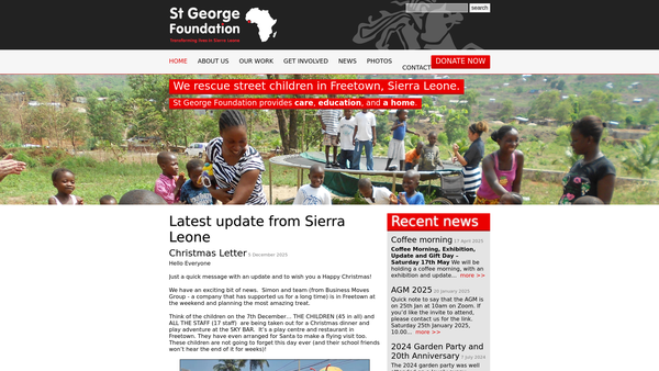 Screenshot of the St George Foundation Ltd website