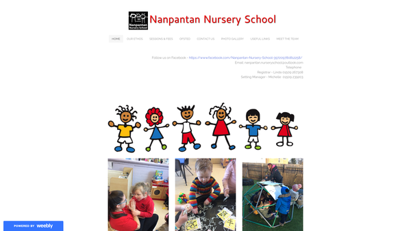 Screenshot of the Nanpantan Nursery School Limited website