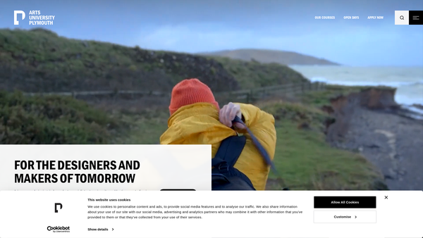 Screenshot of the Arts University Plymouth Charitable Trust website