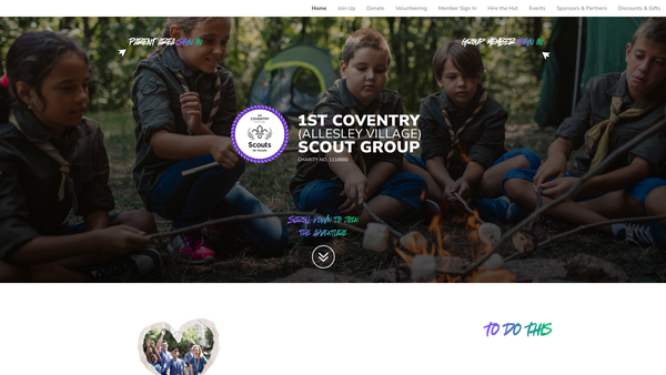 Screenshot of the 1st Coventry (Allesley Village) Scout Group website