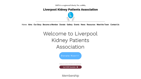 Screenshot of the Liverpool Kidney Patients Association website