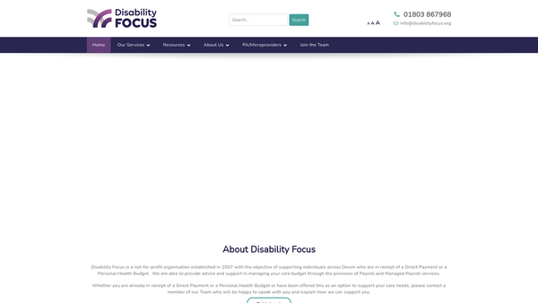 Screenshot of the Disability Focus website