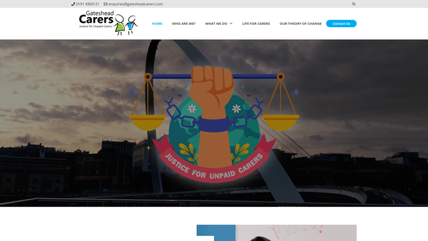 Screenshot of the Gateshead Carers Association website