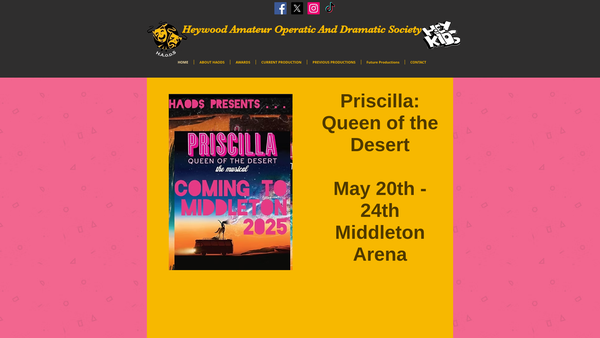 Screenshot of the Heywood Amateur Operatic And Dramatic Society website