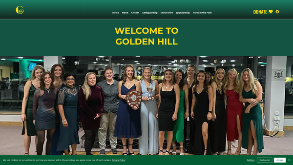Screenshot of the Golden Hill Sports Limited website