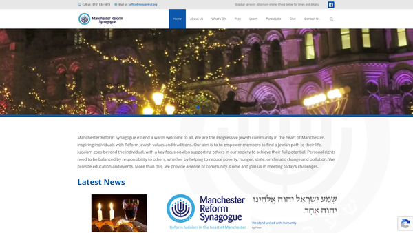 Screenshot of the Manchester Reform Congregation website