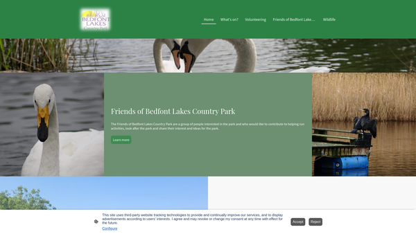 Screenshot of the Friends Of Bedfont Lakes Country Park website