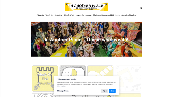 Screenshot of the In Another Place website