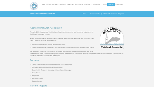 Screenshot of the Whitchurch Association website