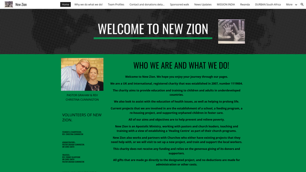 Screenshot of the New Zion Healing Centres website