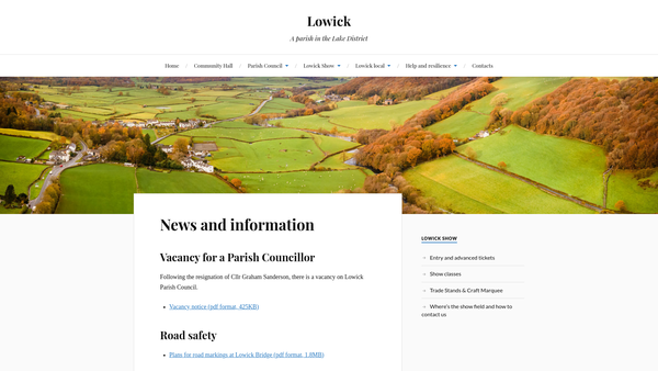 Screenshot of the Lowick Community Hall website