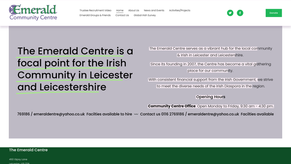 Screenshot of the The Emerald Centre website