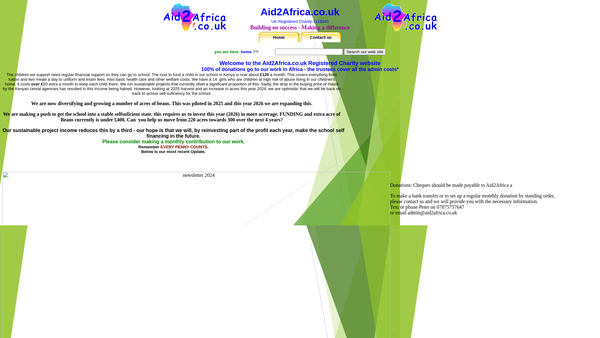 Screenshot of the Aid2africa.co.uk website